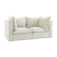 2-SITZER-SOFA Bouclé Stoff Beige - Sandfarben/Schwarz, Holzwerkstoff/Kunststoff (180/77/90cm) - LaMiaSofa