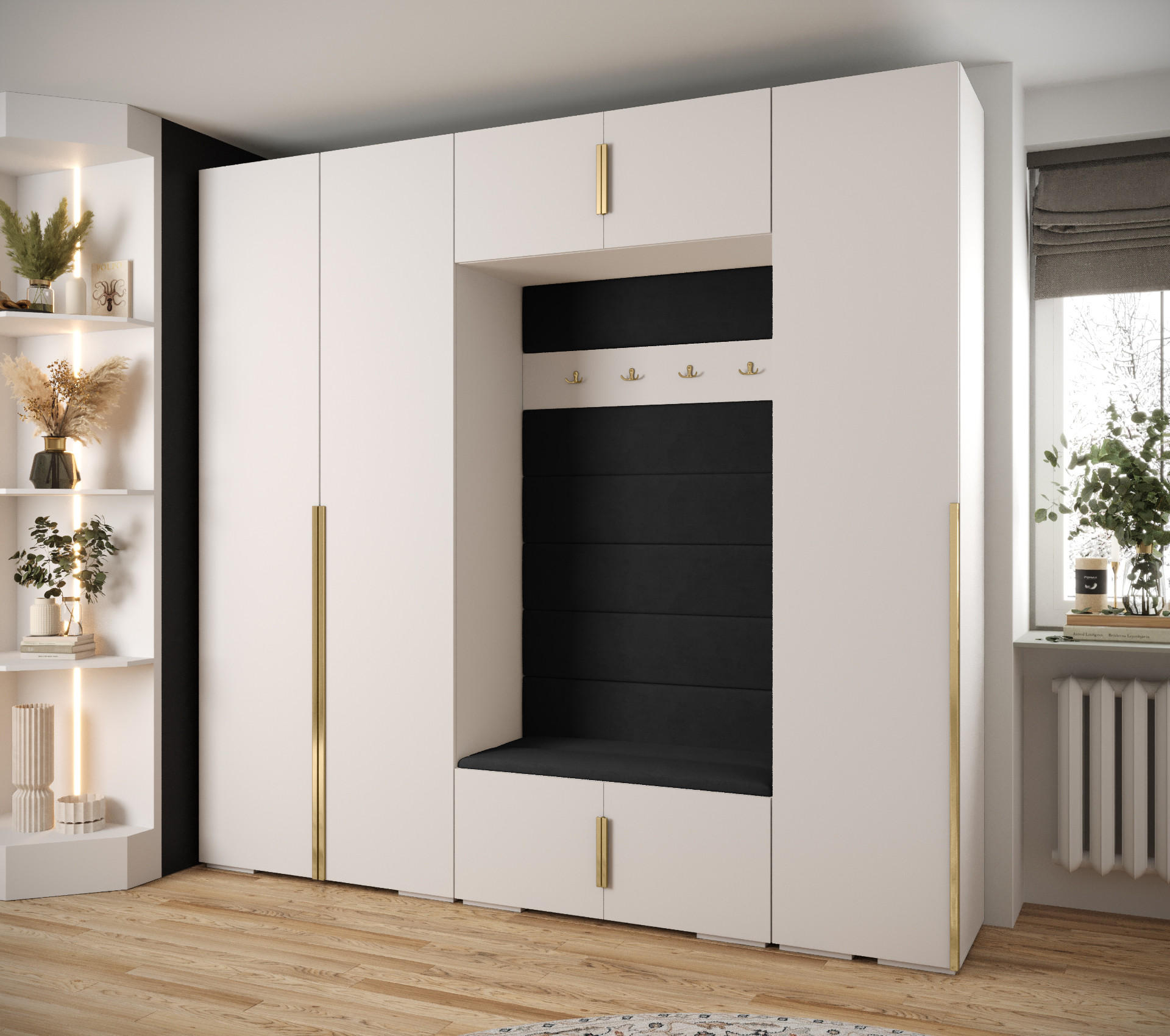 GARDEROBEN-SET 236,7/250/47 - Goldfarben/Schwarz, Holz/Kunststoff (250/236.7/47cm) - Abiks Möbel