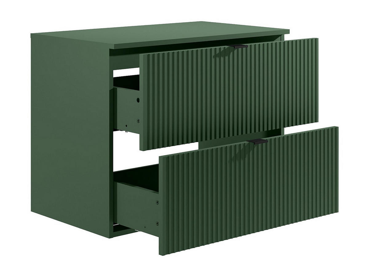 WASCHBECKENUNTERSCHRANK hängend unter Waschbecken mit Ablageplatte - Streifenoptik - Grün matt - 80 cm - ZEVINI - Grün, Holz (80/60/47cm) - Vente-Unique