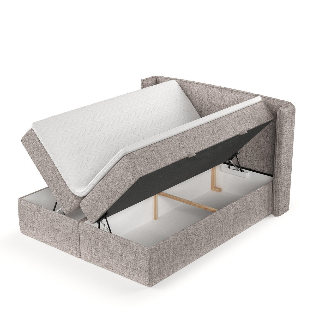 BOXBETT Viva 200/200 cm Beige im Neve Stoff - Beige/Schwarz, Holz/Holzwerkstoff (200/200cm) - AltaBeds