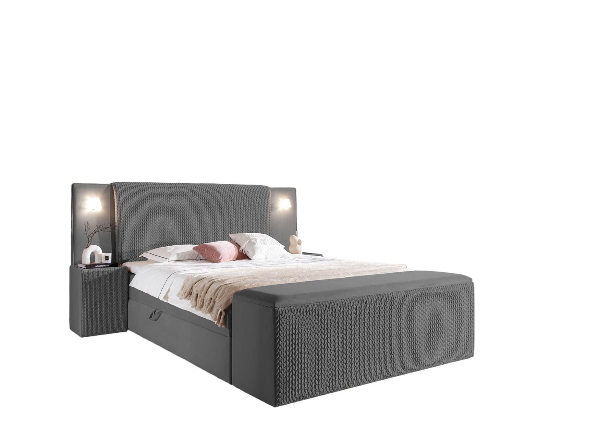 BOXBETT Marten Magic Velvet Set.4 - Dunkelgrau, Holzwerkstoff/Textil (120/200cm) - Fun Möbel