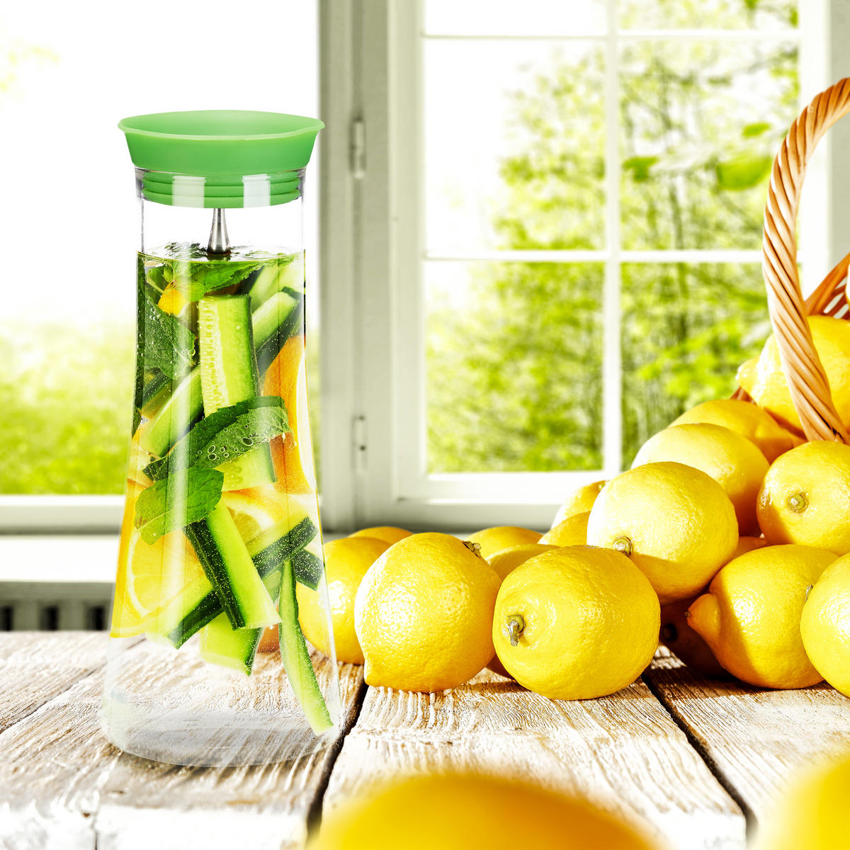 GLASKARAFFE - Transparent, Glas/Metall (1L) - Relaxdays