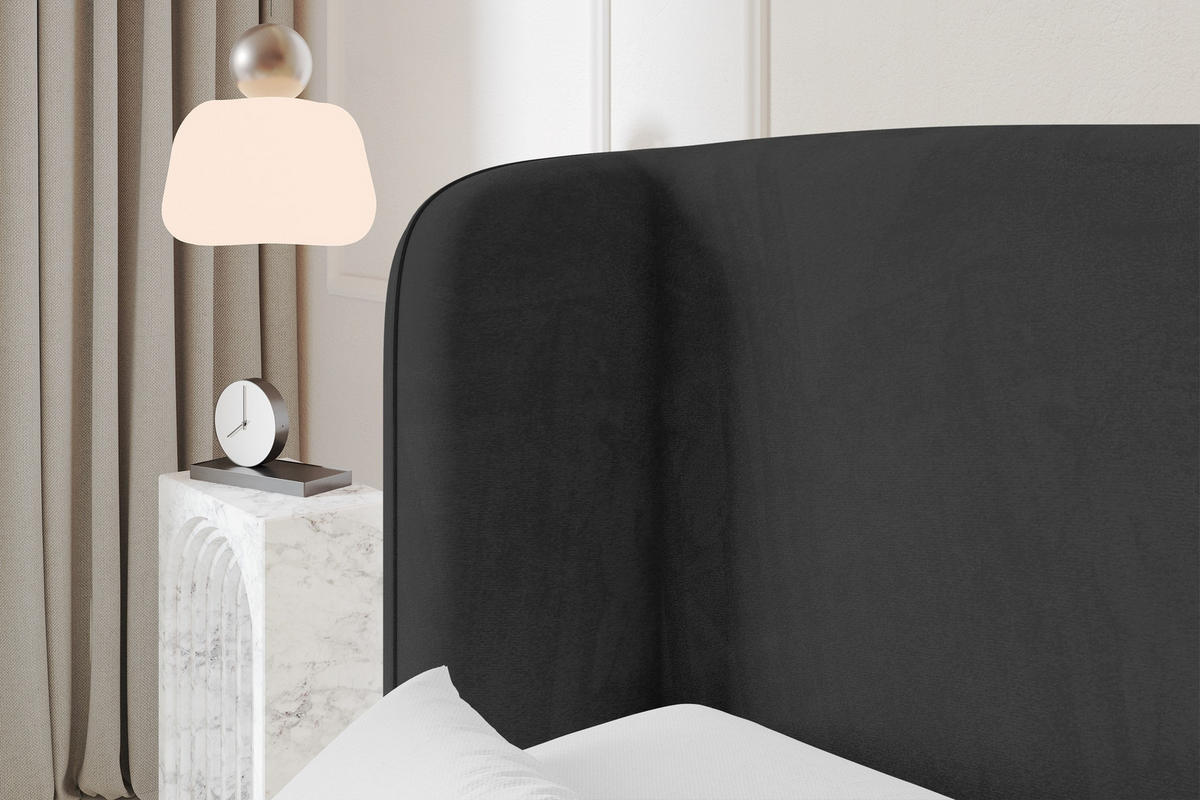 POLSTERBETT mit Bettkasten und Lattenrost, Boxbett ohne Matratze - ESTI 160x200 Schwarz - Schwarz, Holzwerkstoff/Textil (160/200cm) - ALTDECOR