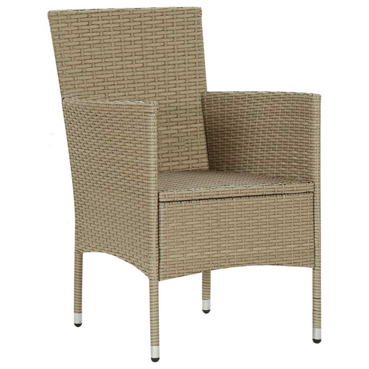 GARTENSTÜHLE mit Cremeweiß Kissen, 53/58/84 cm, aus Poly Rattan, Beige, 4er-Set - Beige, Kunststoff (58/84/53cm) - vidaXL
