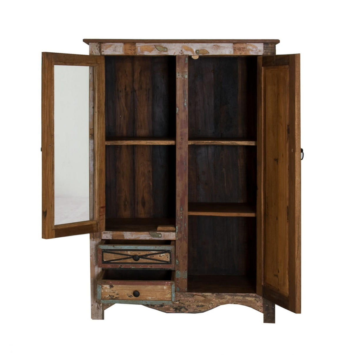 VITRINE Altholz 95x42x140 mehrfarbig lackiert NATURE OF SPIRIT #51 - Multicolor, Holz (95/140/42cm) - Massivmoebel24