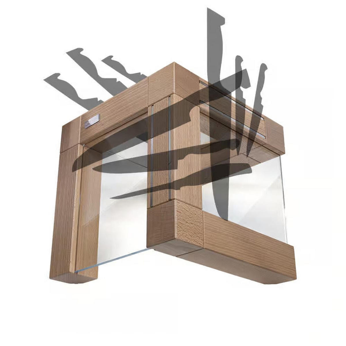 MAGNET-MESSERBLOCK Buchenholz 37/37/37/cm AL88 - Beige, Holz (37/37/37cm) - ArteLegno