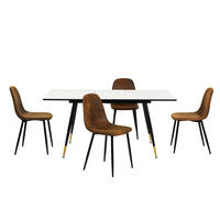 ESSTISCH SET mit ausziehbarem Tisch und 4 bequemen Stühlen - Schwarz/Braun, Holzwerkstoff/Metall (80/75/160cm) - Urban Meuble