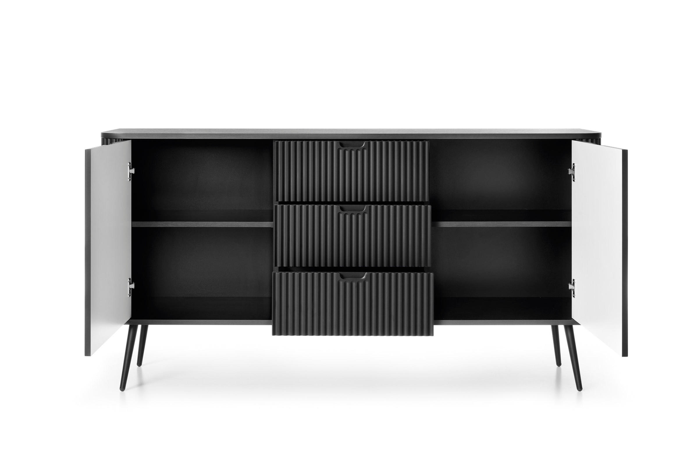 KOMMODE MODERNO 168/87/39 in Schwarz - Schwarz, Holzwerkstoff (168/87/39cm) - Deine Möbel 24