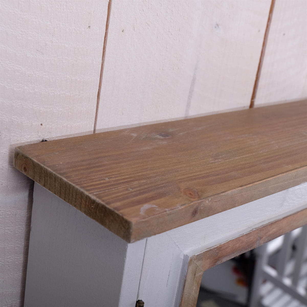 SCHLÜSSELSCHRANK PAULA mit Spiegel und 3 Haken weiß-natur - Weiß, Holz (34/48/10cm) - DESIGN DELIGHTS