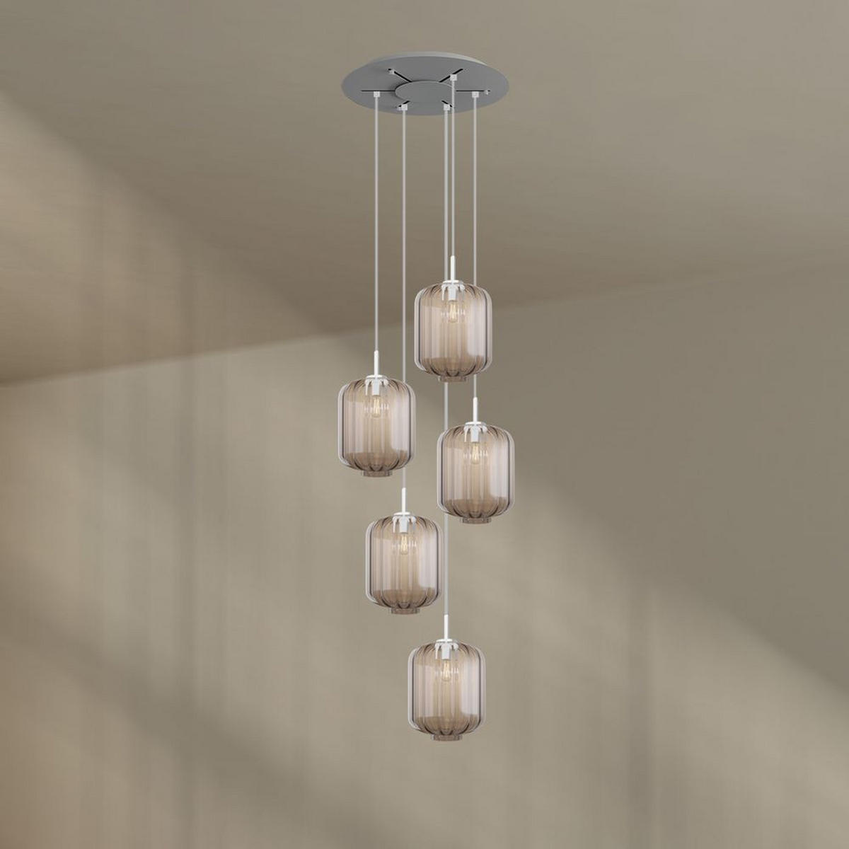 GALERIELEUCHTE Velo 5-flammig Klar Ø 25cm - Klar/Weiß, Glas (25/25/27cm) - s.luce