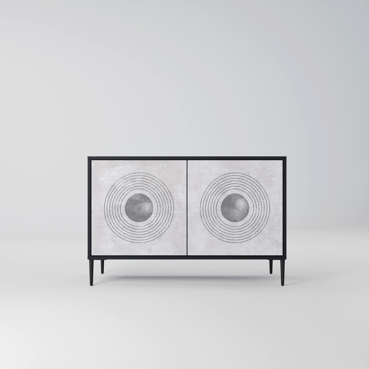 SIDEBOARD SOLID CIRCLES, Eicheneffekt, 111x42x77,5 cm, 2 Türen - Eichefarben/Buchefarben, Holzwerkstoff/Buchenholz (111/77.5/42cm) - SpaceRebels