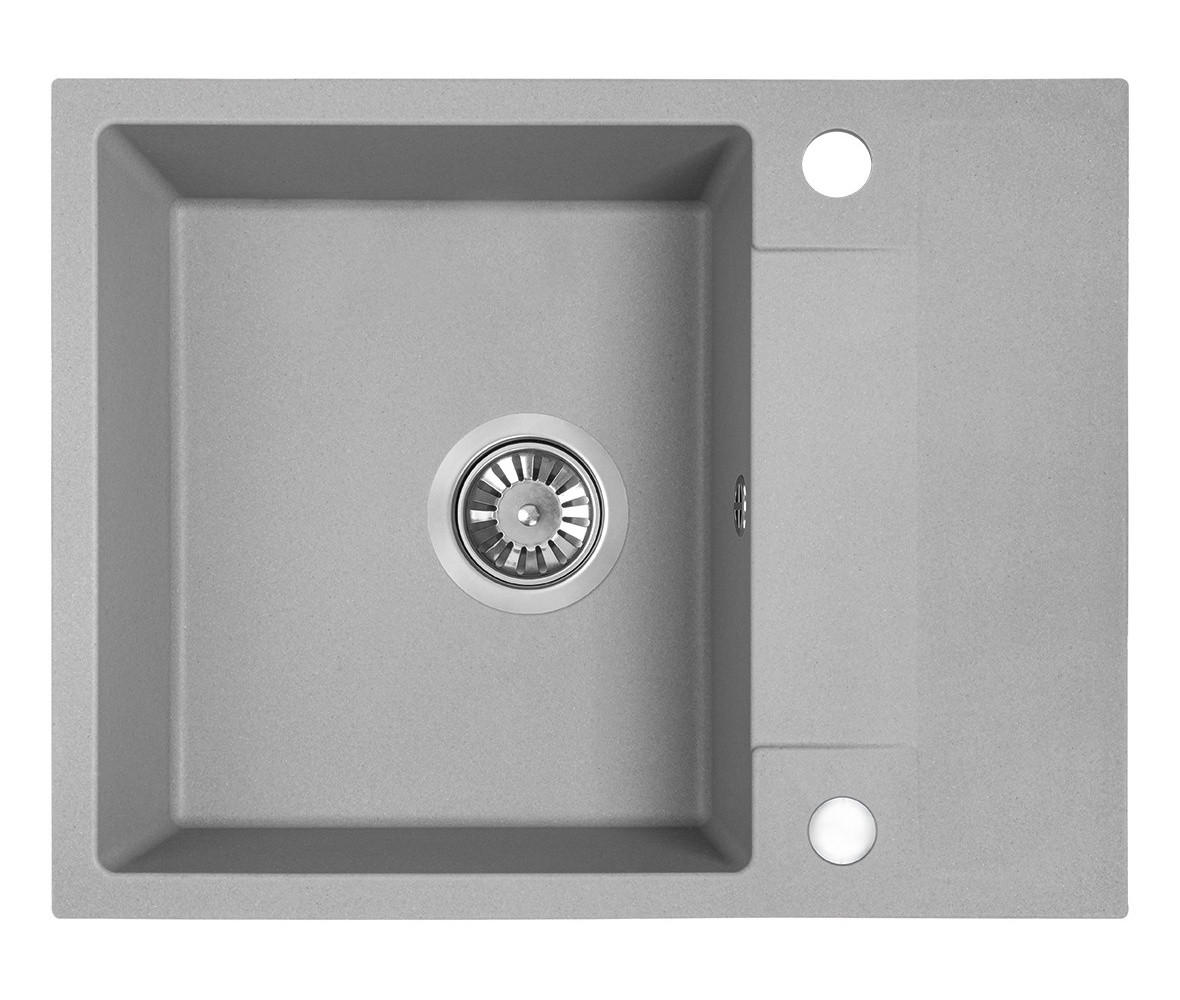 EINBAUSPÜLE RAB Grau, Einzelbecken, 44/56/17,5 cm - Grau, Stein (44/17.5/56cm) - bad land
