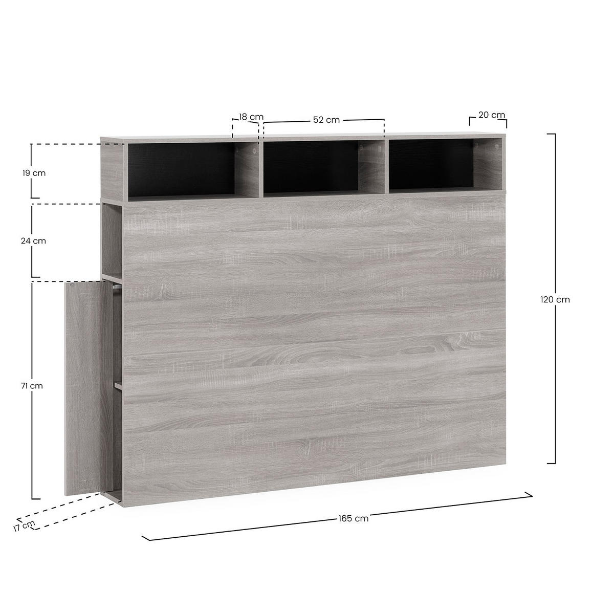 KOPFTEIL 165 cm Zeus, Eichenfarbe - Honigeiche, Holzwerkstoff (20/120/165cm) - VS Venta-stock