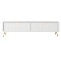 LOWBOARD Vespasia 2T Beige 200/51,2/38 cm – Geriffelte Fronten - Goldfarben/Weiß, Holzwerkstoff/Metall (200/51.2/38cm) - AX Living
