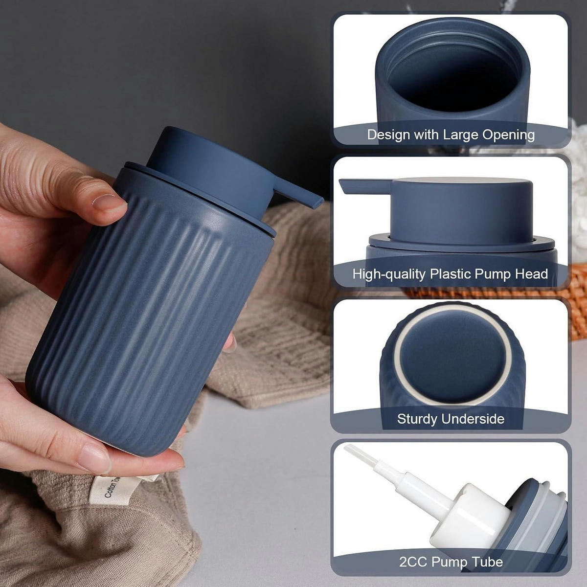 SCHAUMSEIFENSPENDER Keramik Matt Blau 350 ml - Blau, Keramik (7.5/14.5/7.5cm)