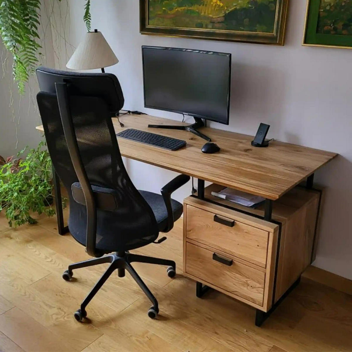 SCHREIBTISCH aus Eichenholz fürs Arbeitszimmer und Büro HUGON - Eichefarben, Holz (60/140/75cm) - Rawood Furniture