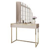 SCHMINKTISCH AURORA-Q GOLD auf goldenem Gestell mit rechts Spiegel - Kaschmir/Goldfarben, Holzwerkstoff/Metall (102/174/44cm) - Lookway