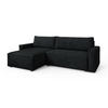 ECKSOFA BESMIR Schwarz Kordstoff mit Schlaffunktion - Schwarz, Holz (275/148cm) - MASSENO