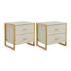 2ER-SET Nachttische mit 2 Schubladen - MDF - Beige & Goldfarben - OMBRELIA - Beige, Holz (40/50/50cm) - Pascal Morabito