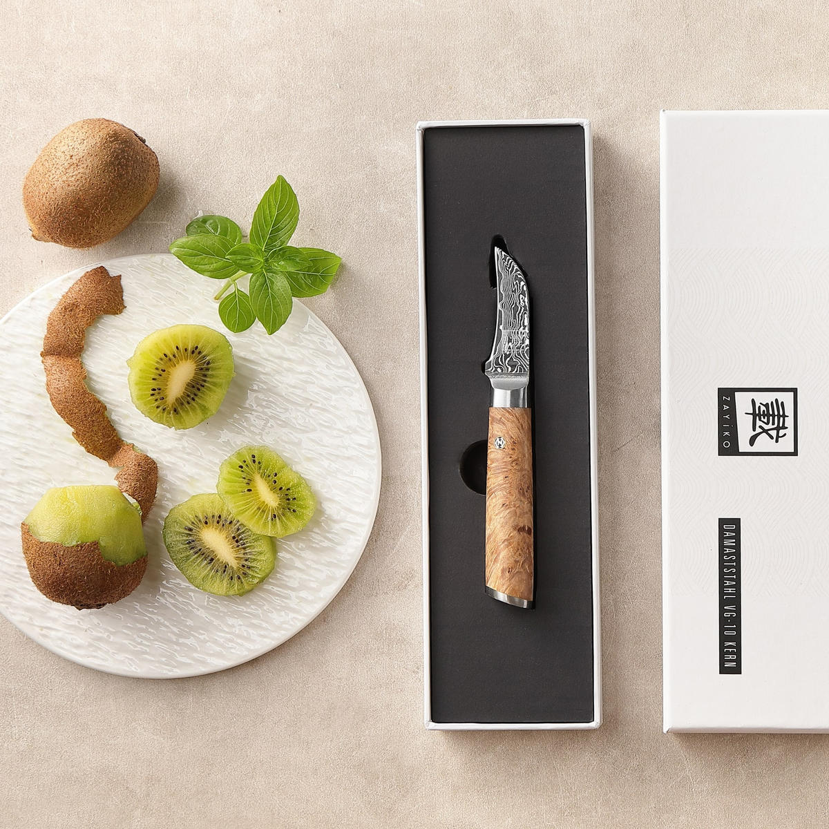 SCHÄLMESSER 6 cm - Birkefarben, Holz/Metall (17cm) - Zayiko