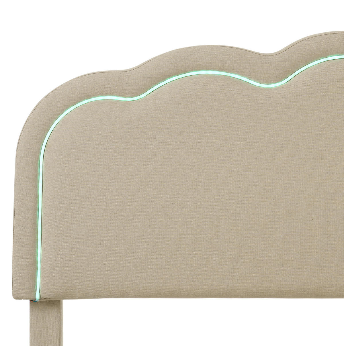POLSTERBETT aus Leinen 90x200 cm Beige mit LED-Beleuchtung und verstellbarem Kopfteil - Beige, Textil (90/200cm) - IVMEU