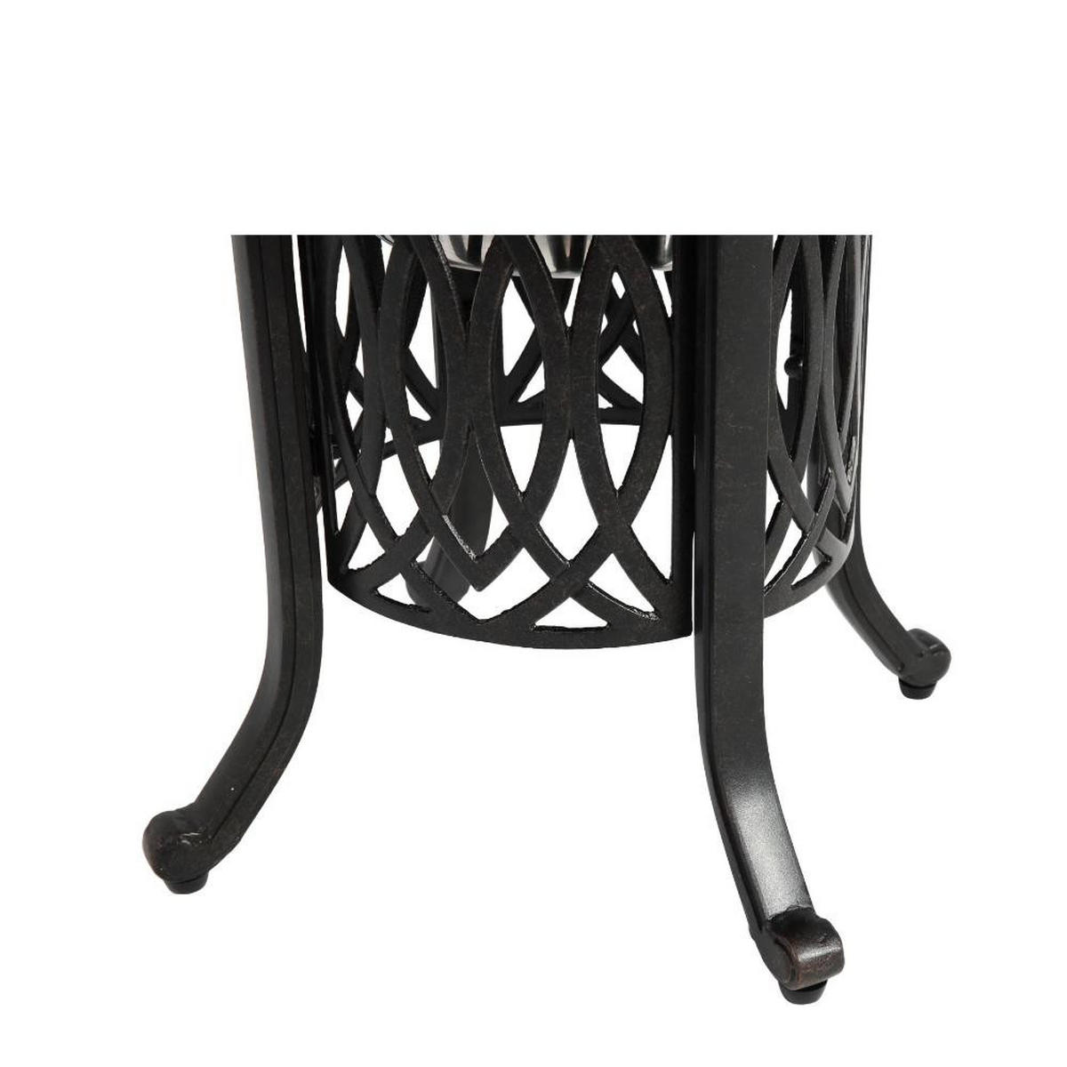 GARTENBEISTELLTISCH Ø55×49cm,Gartentisch mit Eisbehälter,Schwarz - Schwarz, Metall (55/55/49cm) - LVHOM
