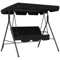 HOLLYWOODSCHAUKEL DE-07085 3-Sitzer, verstellbares Sonnendach Schwarz - Schwarz, Metall (172/153/110cm) - ComfortXL