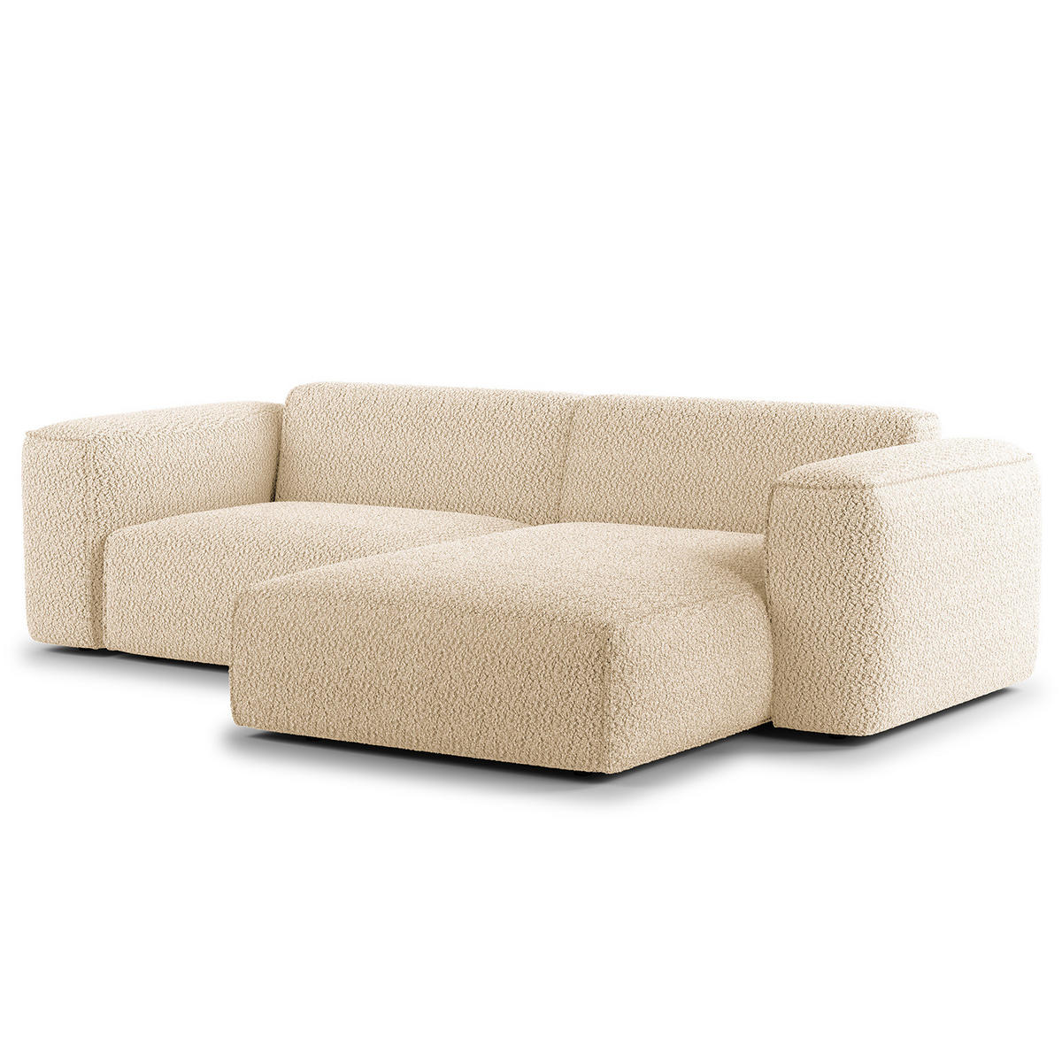 1,5-SITZER ECKSOFA mit Longchair - Beige/Schwarz, Kunststoff/Textil (260/173cm) - home24