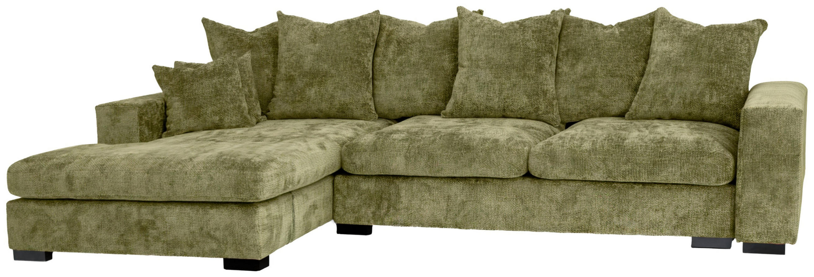 ECKSOFA Dahlia mit Schlaffunktion und Bettkasten in L-Form Links - Grün Chenille 285/92/155 cm - Schwarz/Grün, Kunststoff/Textil (285/155cm) - WFL GROUP