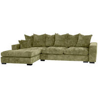 ECKSOFA Dahlia mit Schlaffunktion und Bettkasten in L-Form Links - Grün Chenille 285/92/155 cm - Schwarz/Grün, Kunststoff/Textil (285/155cm) - WFL GROUP
