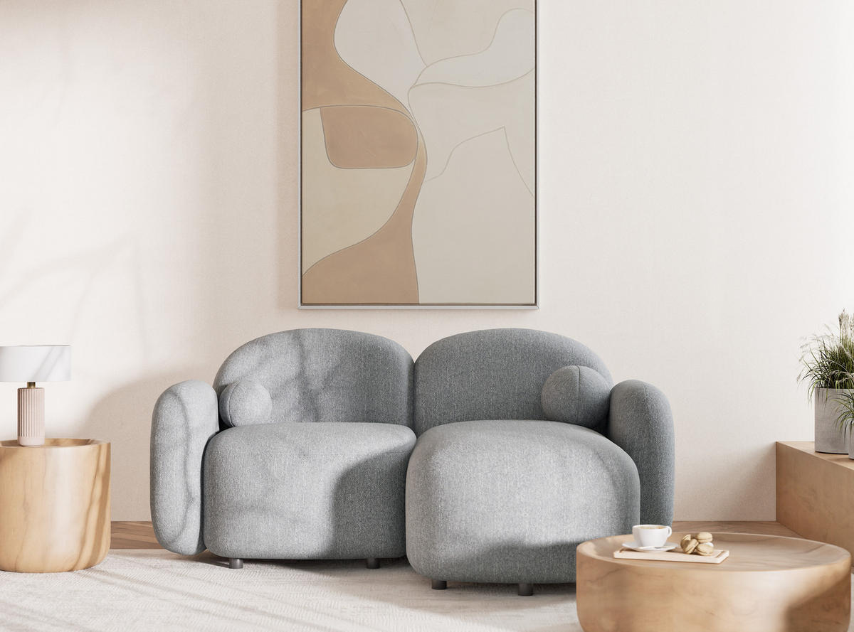 ECKSOFA Bahama Grau Webstoff - Schwarz/Grau, Holz/Holzwerkstoff (190/146cm) - Maison de Reve
