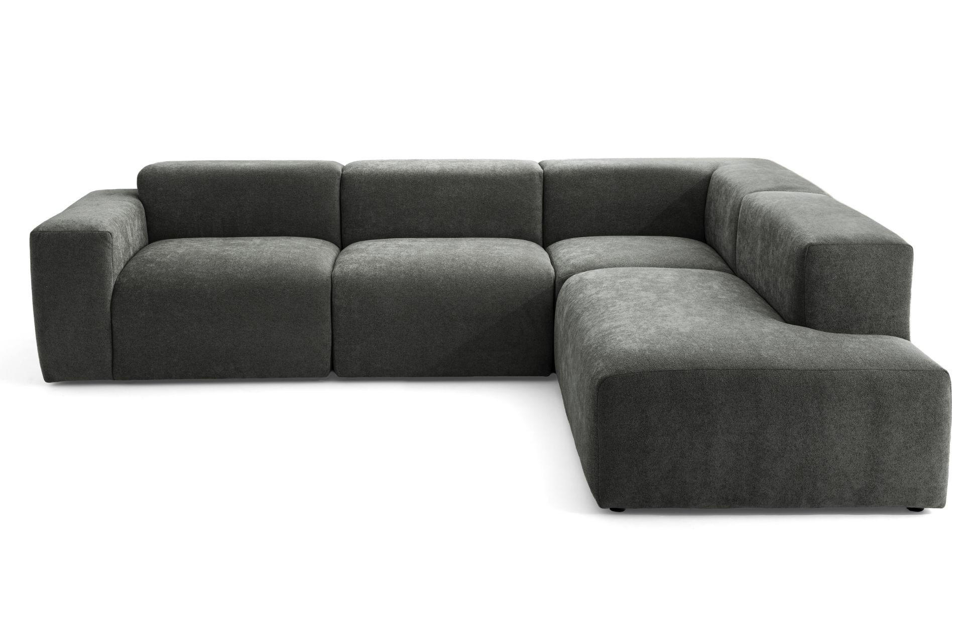 4-SITZER modulares Ecksofa HEAVEN SET 2 Rechts, Breite 300 cm Webstoff Dunkelgrau - Dunkelgrau/Schwarz, Holz/Kunststoff (245/300cm) - Muffo
