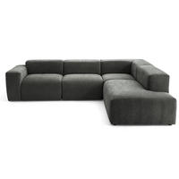 4-SITZER modulares Ecksofa HEAVEN SET 2 Rechts, Breite 300 cm Webstoff Dunkelgrau - Dunkelgrau/Schwarz, Holz/Kunststoff (245/300cm) - Muffo