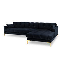 ECKSOFA rechts Mamaia aus Samt dunkelblau 5 Sitzplätze - Dunkelblau, Textil (185/293cm) - Micadoni