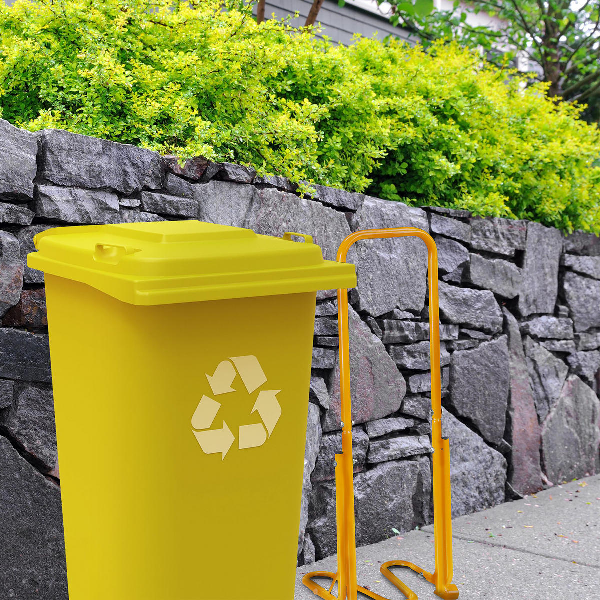 MÜLLPRESSE - Gelb, Metall (33/39/95cm) - Relaxdays