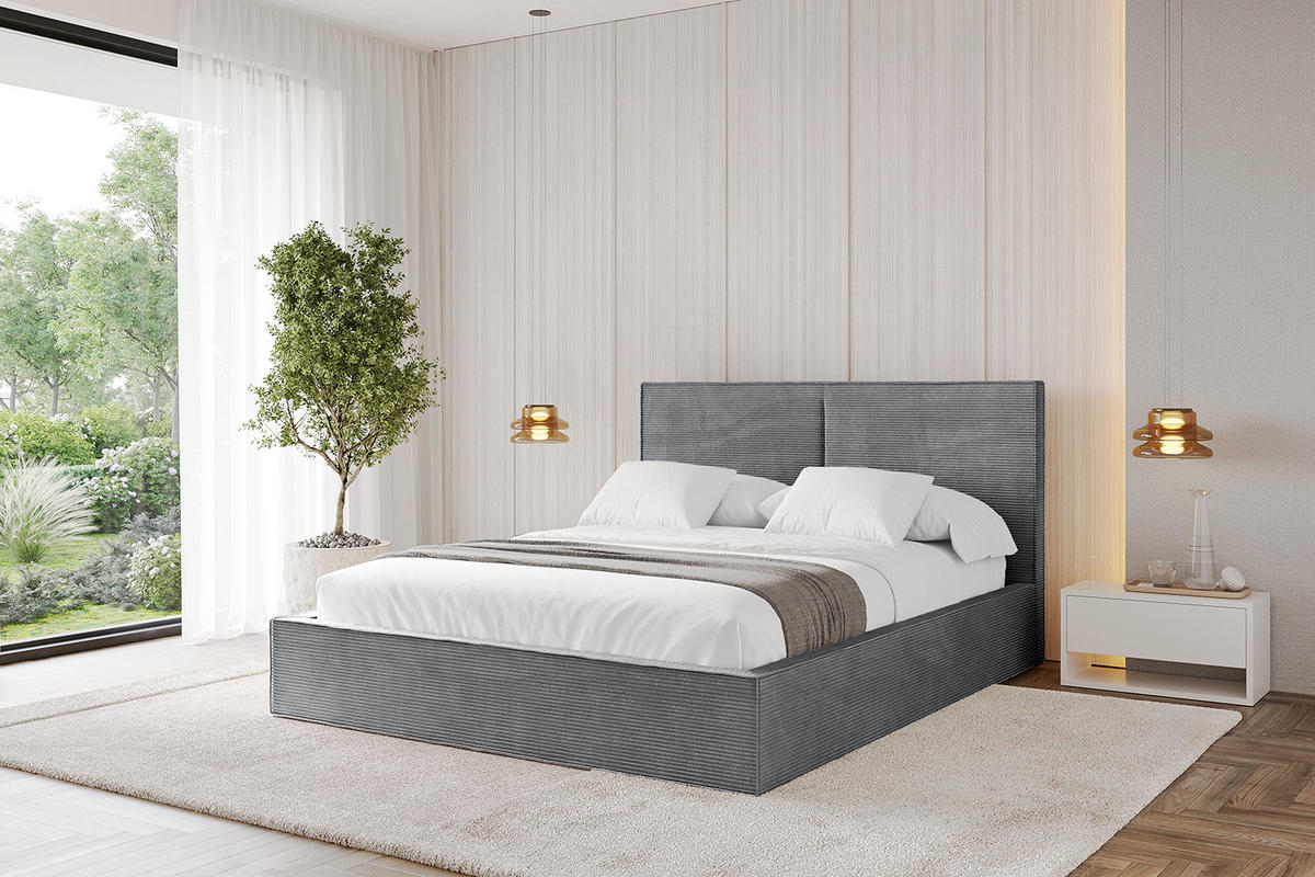 POLSTERBETT mit Bettkasten und Lattenrost, Bett mit Matratze H3/H4 - TIVON 180x200 Dunkelgrau - Anthrazit, Holzwerkstoff/Textil (180/200cm) - ALTDECOR