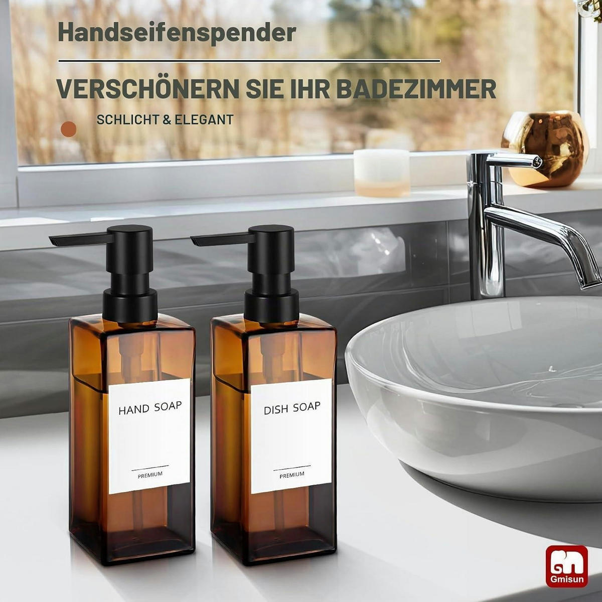 SEIFENSPENDER 2-teiliges Set Bernsteinglas 300 ml - Braun, Glas (5.7/5.7/18.5cm)