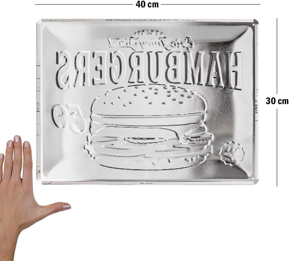 BLECHSCHILD 30/40 cm USA Hamburgers - Multicolor, Metall (40/30/0.2cm) - Nostalgic-Art