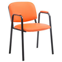 BESUCHERSTUHL Lederlook orange - Schwarz/Orange, Textil/Metall (53/79/55cm) - CLP