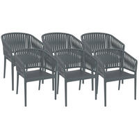 GARTENSTUHL 6er Set Kunststoff Dunkelgrau - Dunkelgrau, Kunststoff (58/80/58cm) - CLP