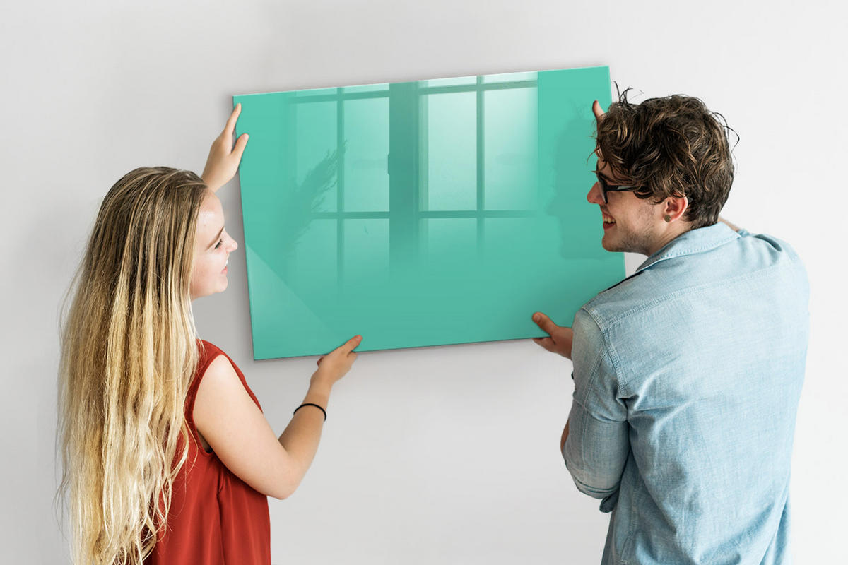 MAGNETTAFEL 100x70 Türkis schwarzer Marker - Türkis, Glas (100/0.4/70cm) - TULUP