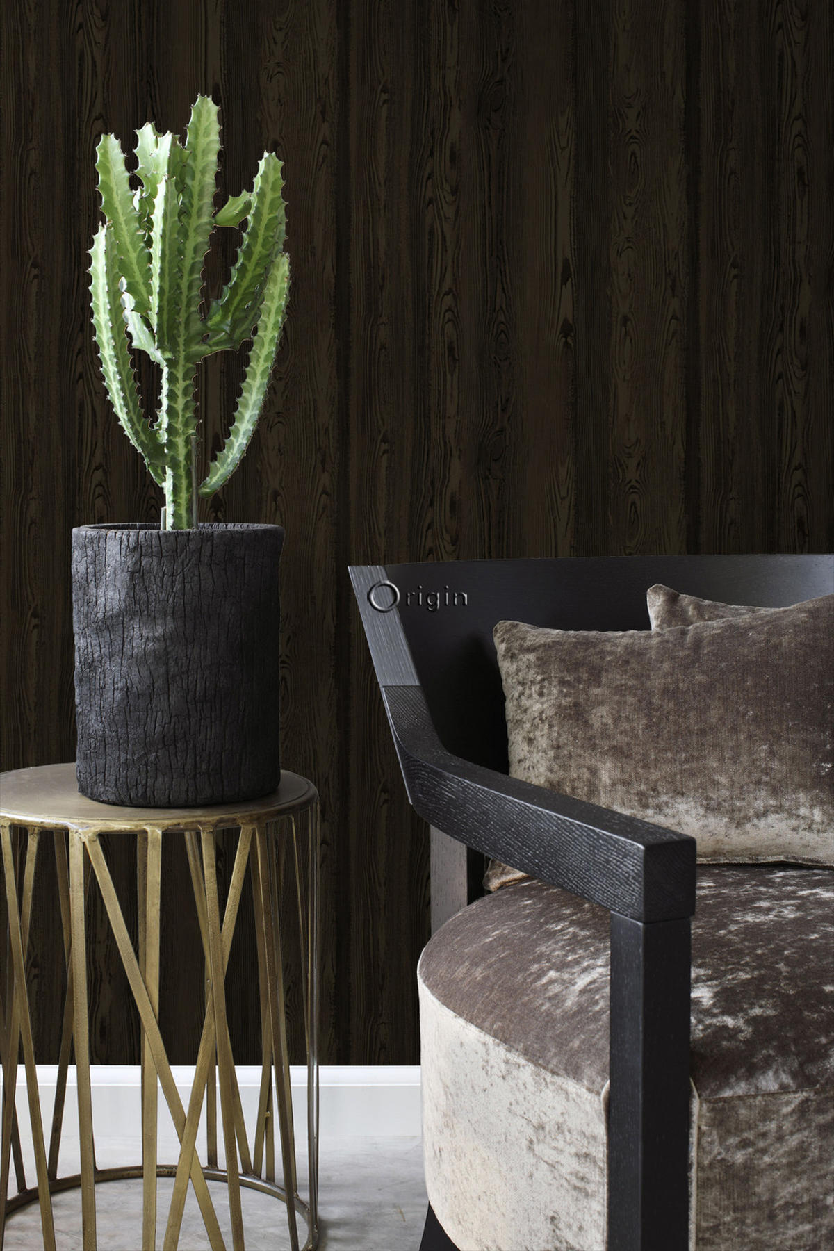 TAPETE Holzoptik 53 cm x 10.05 m - Schwarz, Papier (53/1000cm) - Origin Wallcoverings