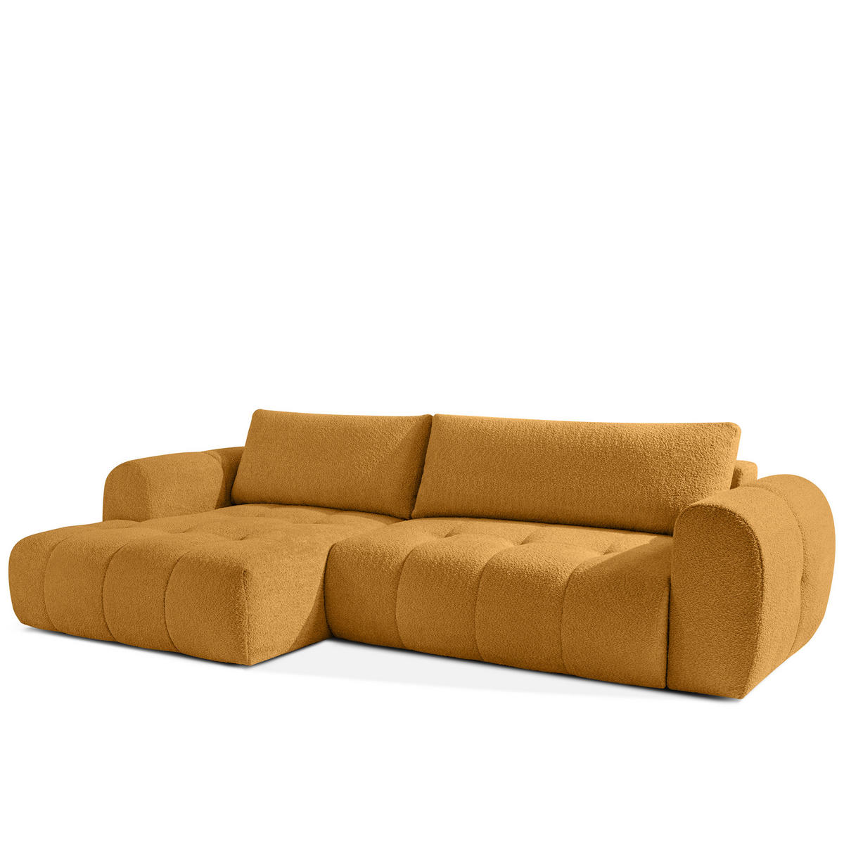 ECKSOFA LINKS LIRA, Honigfarben, Bouclé - Honig, Holz/Holzwerkstoff (295/112cm) - KONSIMO®