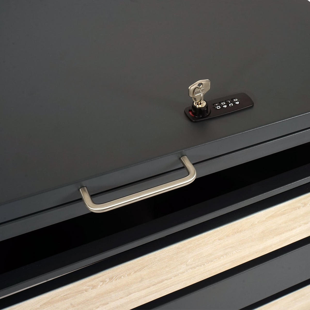 MÜLLTONNENBOX 1er 117x68x80cm Anthrazit Buche-Holzoptik Hellbraun - Hellbraun, Metall (68/117/80cm) - PROREGAL