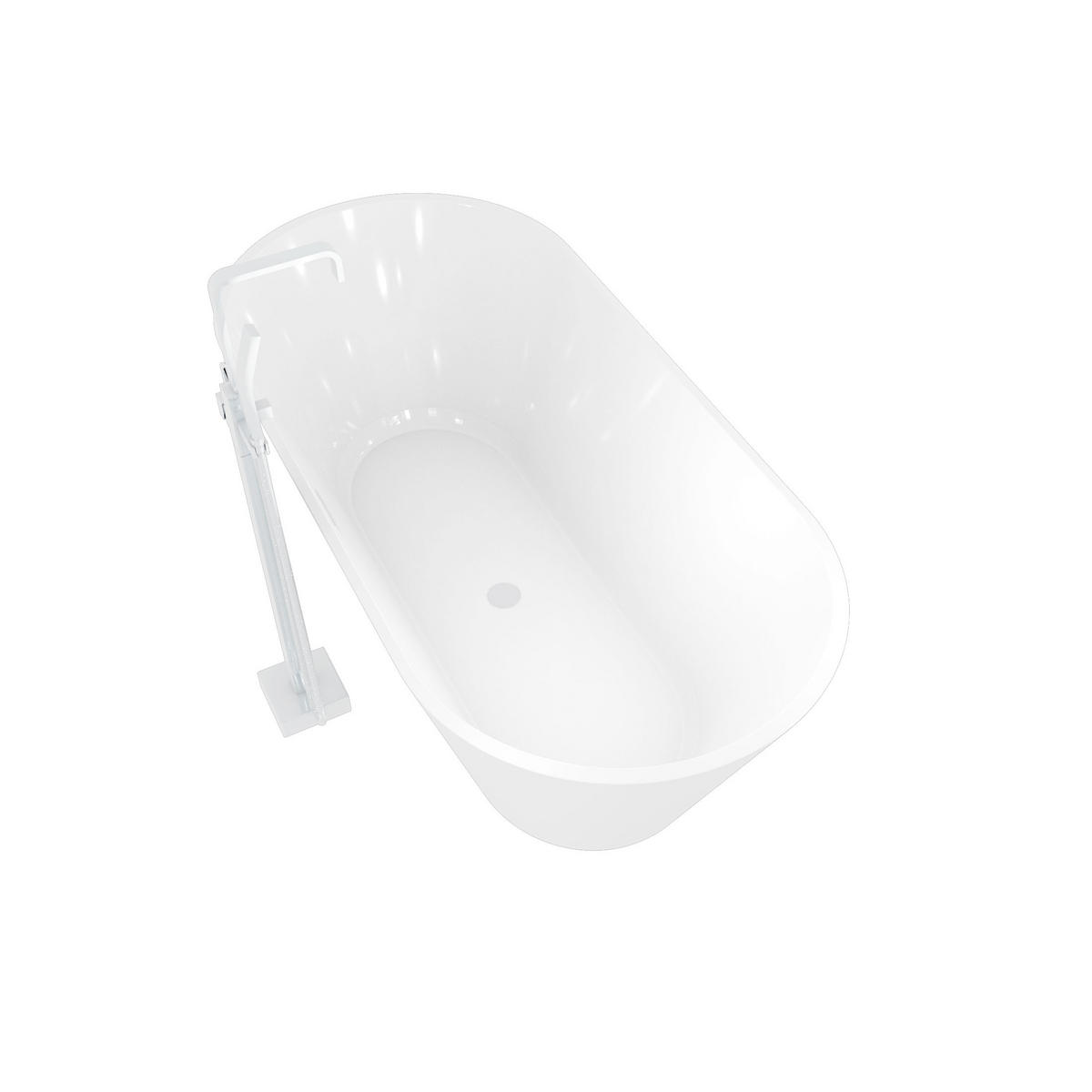 FREISTEHENDE Badewanne Wanne F01 170x80cm mit Armatur AF02 - Weiß, Glas/Kunststoff (80/58/170cm) - AcquaVapore by Sandra Jentho