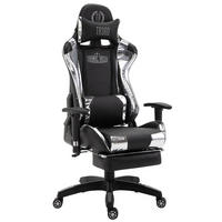 BÜROSTUHL Racing Turbine mit Fußablage glanz, Schwarz/Weiß - Weiß, Kunststoff/Textil (67/142/58cm) - TPFLiving