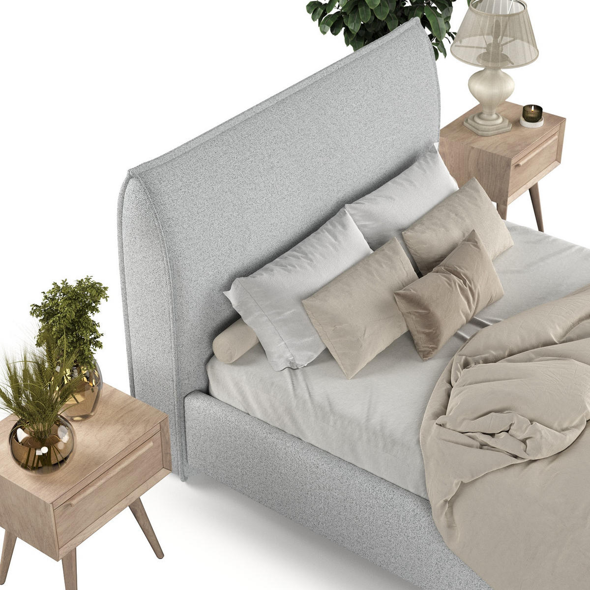 POLSTERBETT Mira 120/200 cm Hellgrau im Riva Stoff - Hellgrau/Naturfarben, Holz/Holzwerkstoff (120/200cm) - AltaBeds