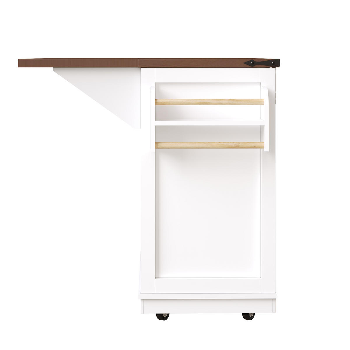 KÜCHENINSEL mit Rollen 142,5/73/92,5 cm Weiß mit 3 Schubladen, 2 Schiebetüren und Höhenverstellbare Böden, MDF - Weiß, Holz/Holzwerkstoff (142.5/92.5/73cm) - Oxeza
