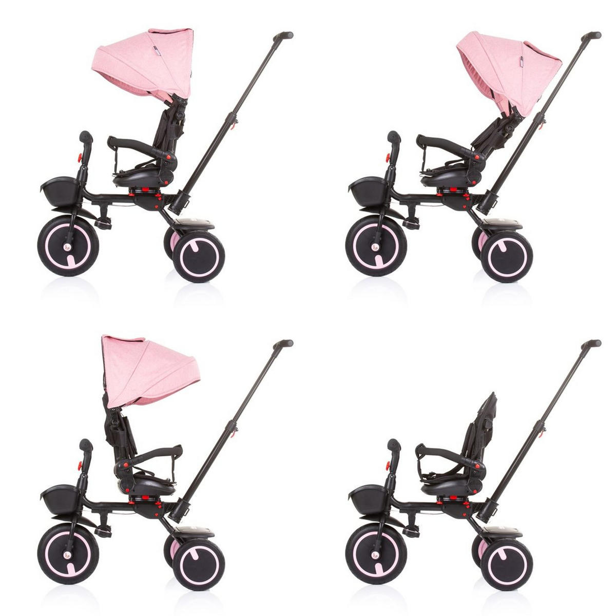 DREIRAD Quick Fold 2 in 1 rosa faltbar, Sitz umkehrbar, PU-Räder, bis 25 kg - Rosa, Metall (102/51/98cm) - Chipolino