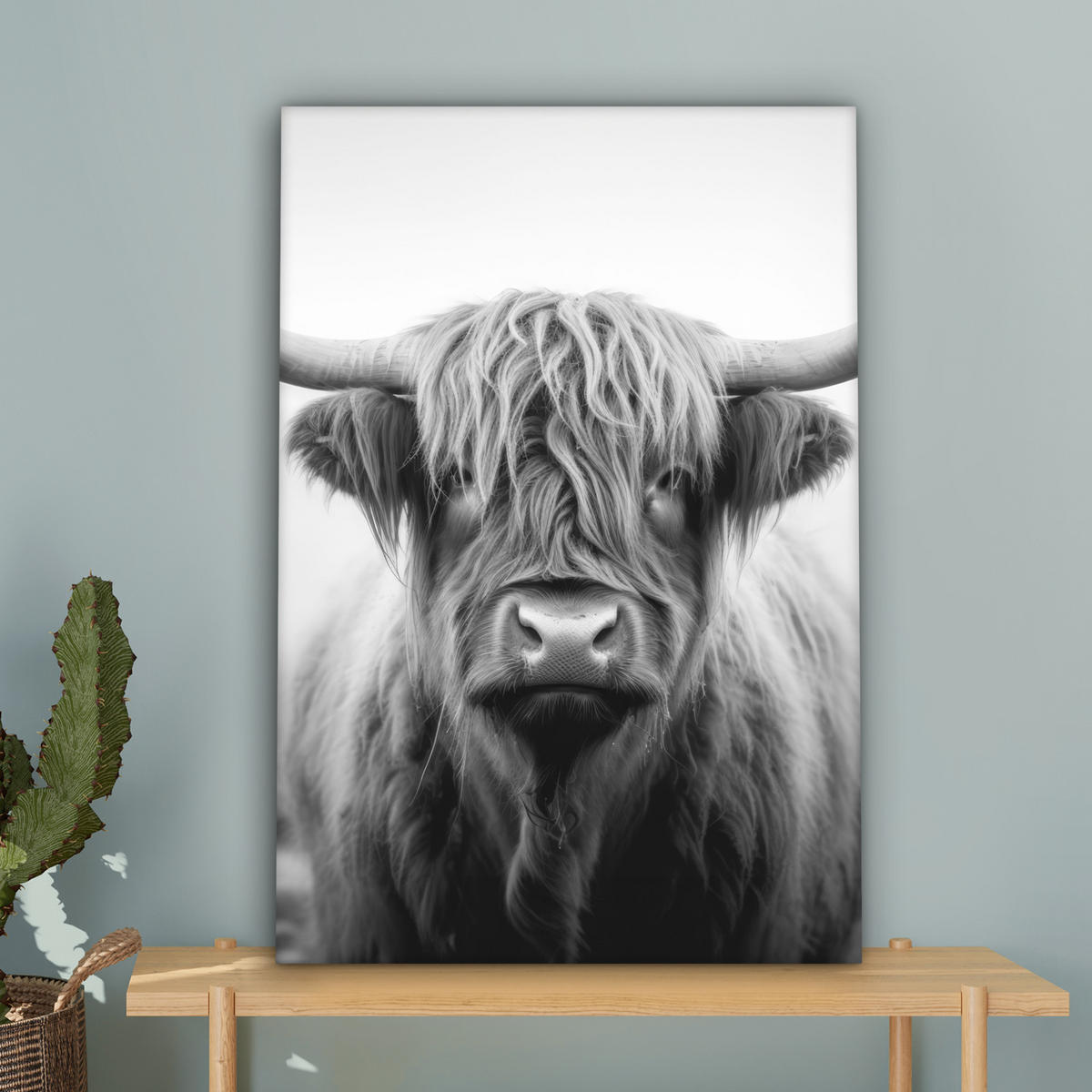 OBRAZ NA PLÁTNE Škótsky horal - hmla - čierna - biela 60x90 cm - sivá, textil (60/90cm) - MuchoWow